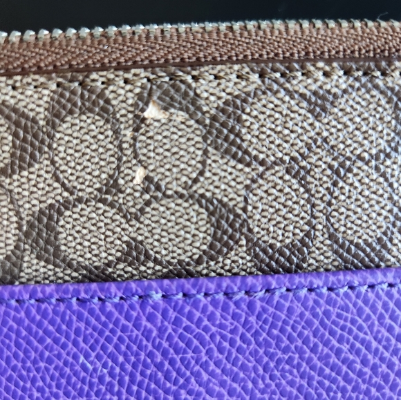 Coach 52628 Pop Slip Metallic Purple Iris Crossgrain Leather Envelope Wallet - Picture 10 of 13